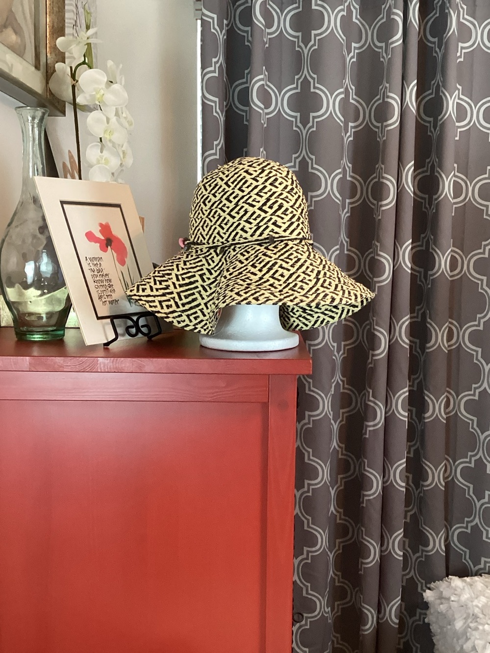 Woven Straw Sun Hat in Yellow and Black -Gap 1969